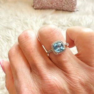💗Diamond Blue Topaz Ring
